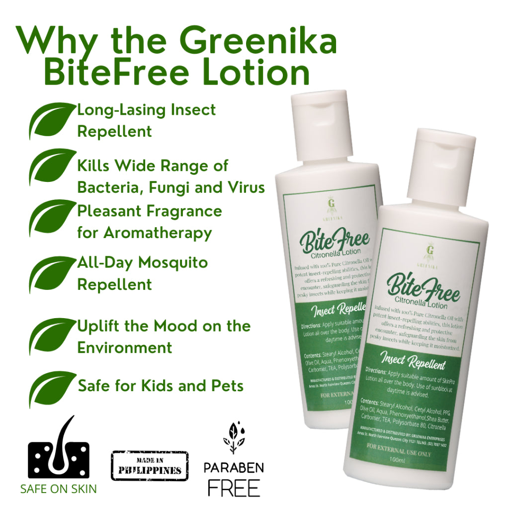 [ CITRONELLA LOTION + INSECT REPELLENT ] Greenika BiteFree Mosquito Repellent Lotion