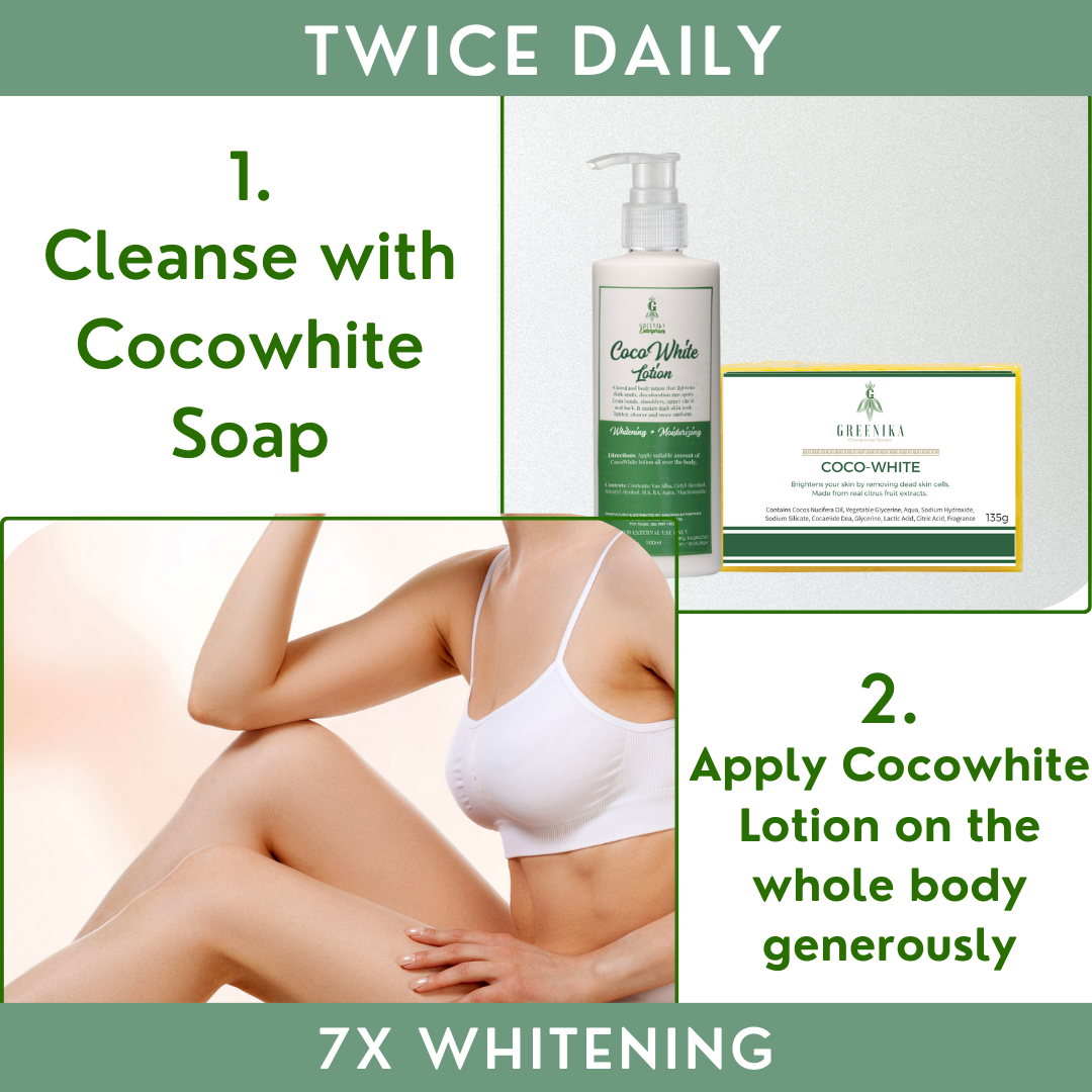 [ COCOWHITE LOTION + SOAP COMBO ] Face & Body Whitening Lotion & Coco-White Soap Acne Treatment Shrinks Pores,Moisturizer Quick Absorbing Non-Sticky Scar Remover Anti Acne Facial & Body Anti Aging Whitening with Vitamin C, Vitamin E Extract Soap & Lotion