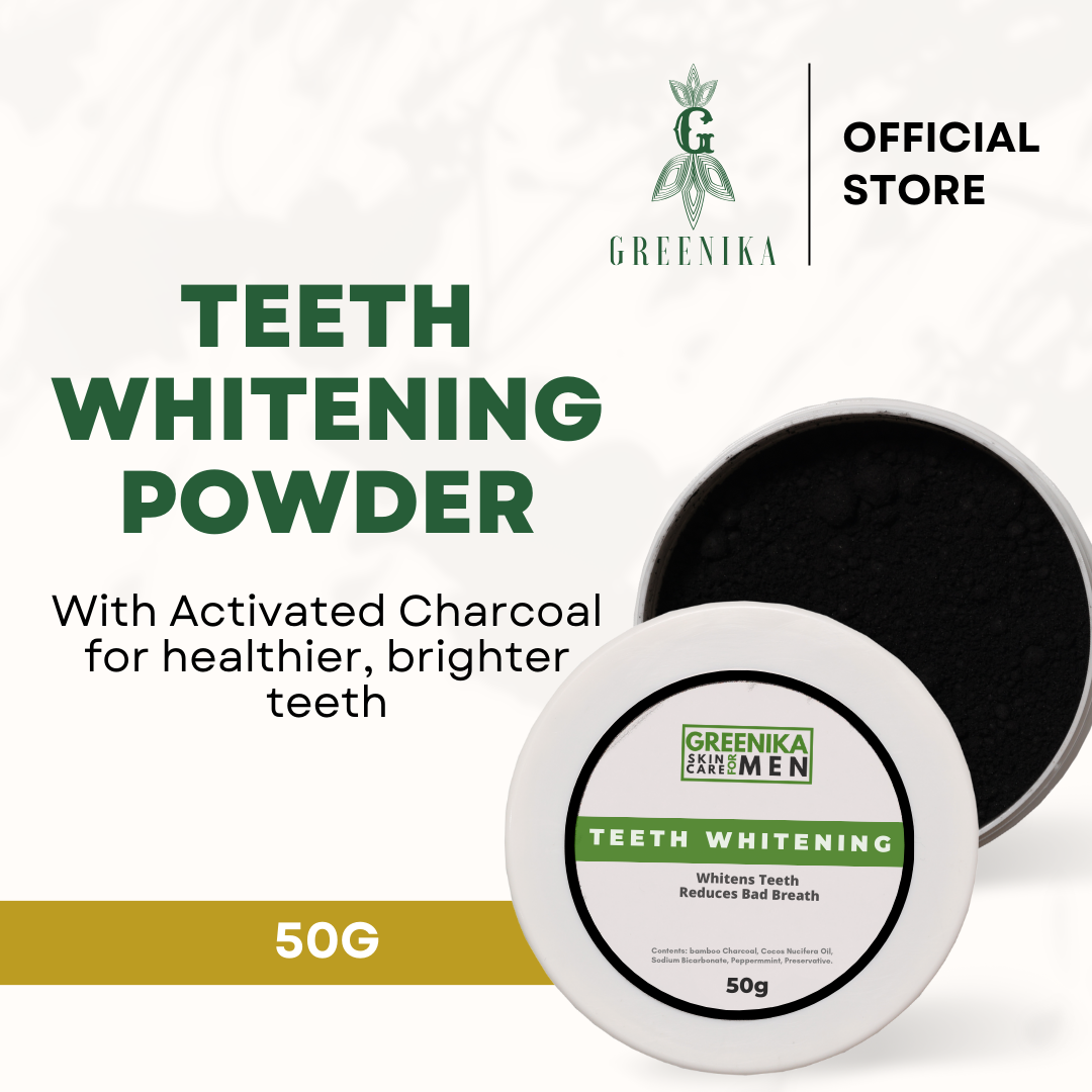 Greenika for Men Teeth Whitening Powder with Free Toothbrush
