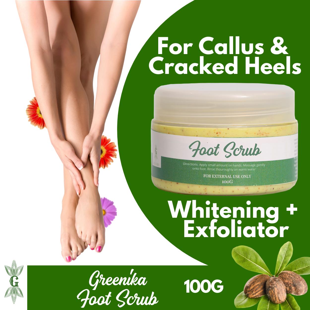 [ MOISTURIZER + WHITENING ] Greenika Foot Scrub for Smoother Soft Silky Clearer Foot Removes Dead Skin Cells Spa at Home Skin Care Product Removes Calluses Cracked Heel Foot Soak Moisturizes Best Looking Organic