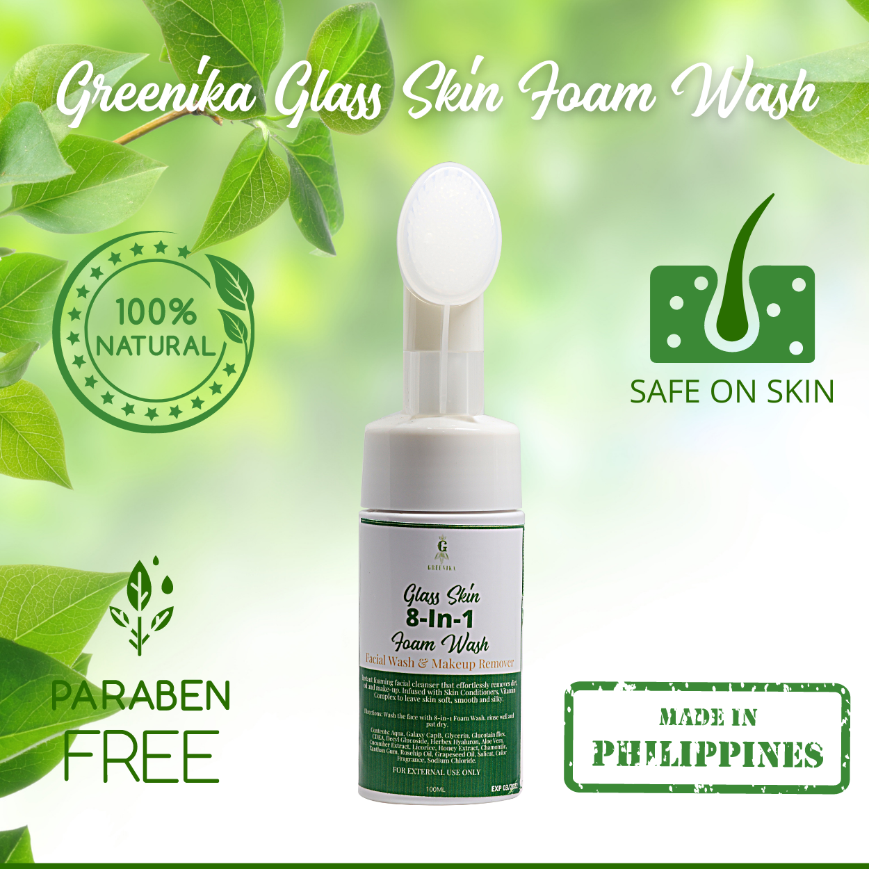 Greenika Glass Skin 8-in-1 Foam Wash