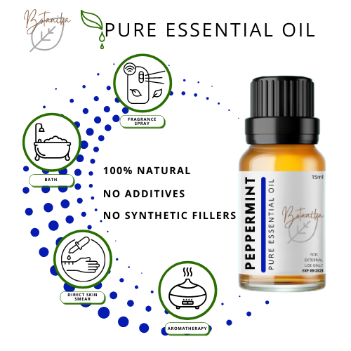 [ RELAXING ESSENTIAL OIL FOR HEADACHES ] Botanika Organic Peppermint Pure Essential Oil Aromatherapy Undiluted Hair Growth Headaches Skin Care Relaxation Essential Oils for Car Diffuser Home Diffuser Humidifier Certified Organic Essential Oil for Headache