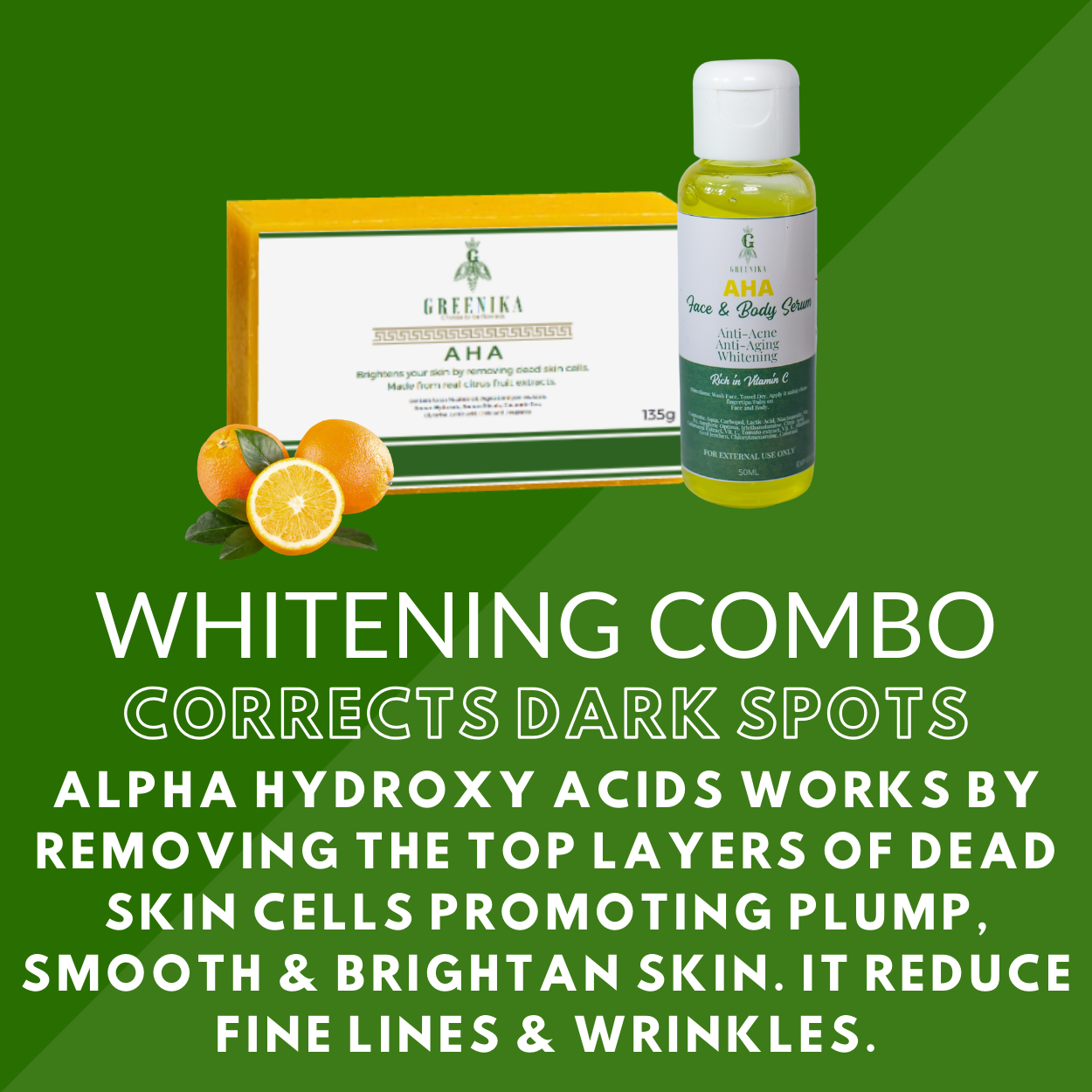 Greenika AHA Combo Face Whitening Serum & AHA Soap Set