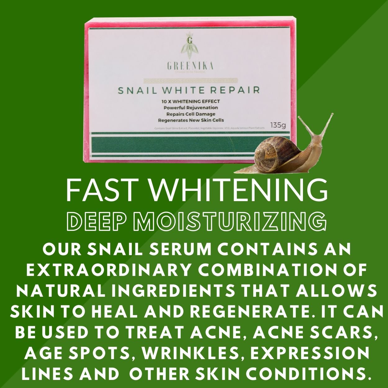 Greenika Organic Snail White Repair with Snail Slime Extract Soap
