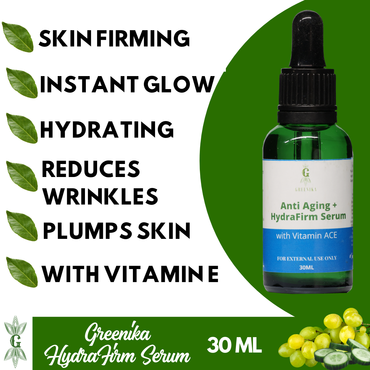 Greenika HydraFirm Serum for Skin Firming Anti-Aging 30mL