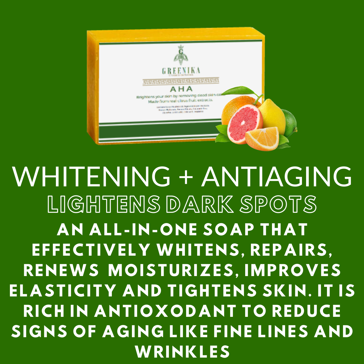 Greenika Premium Organic AHA Natural Anti-Oxidant, Anti-Aging Soap
